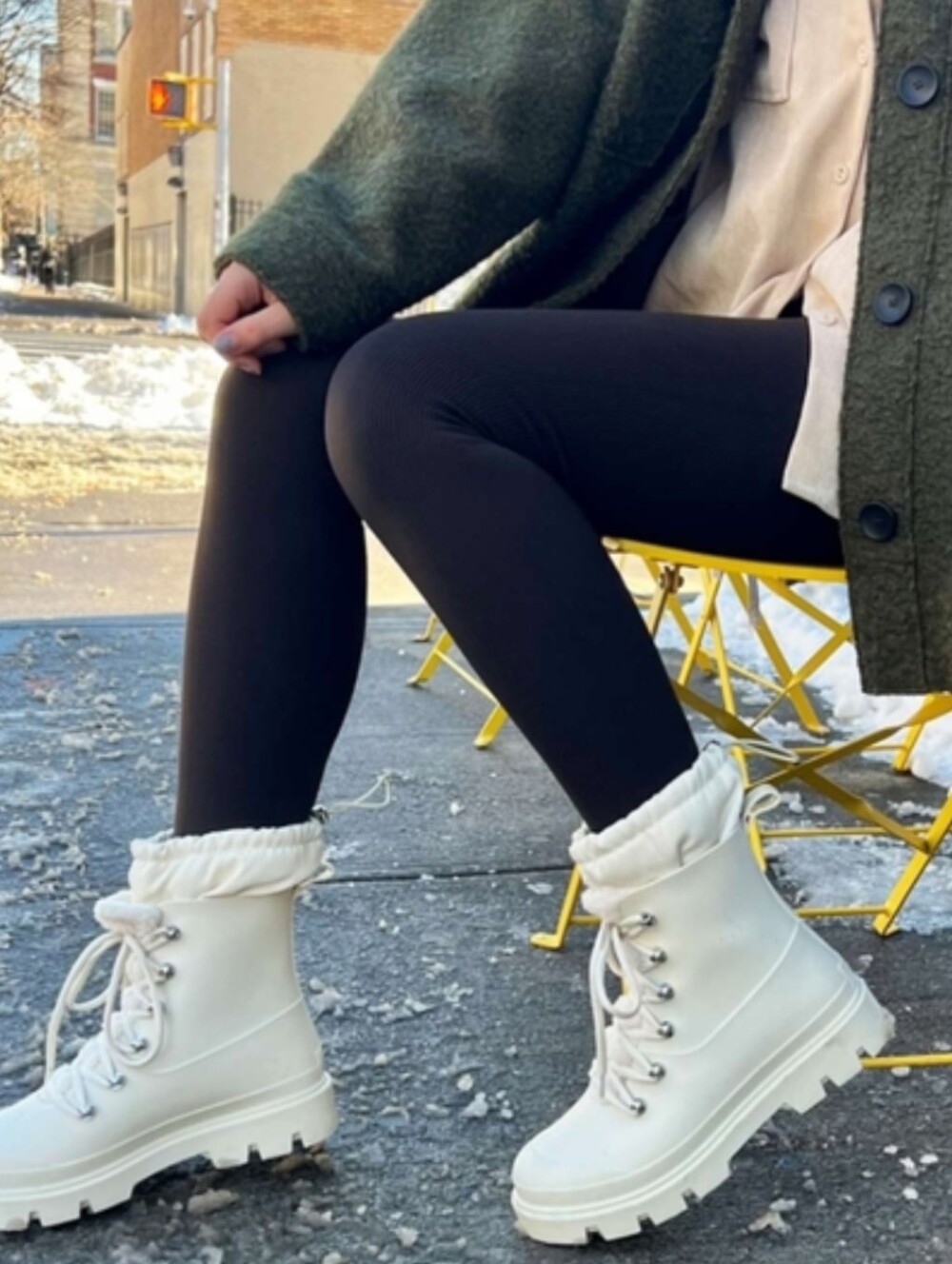 EUC Marc Fisher Freely Waterproof Lace Up Lug Boots in Ivory
